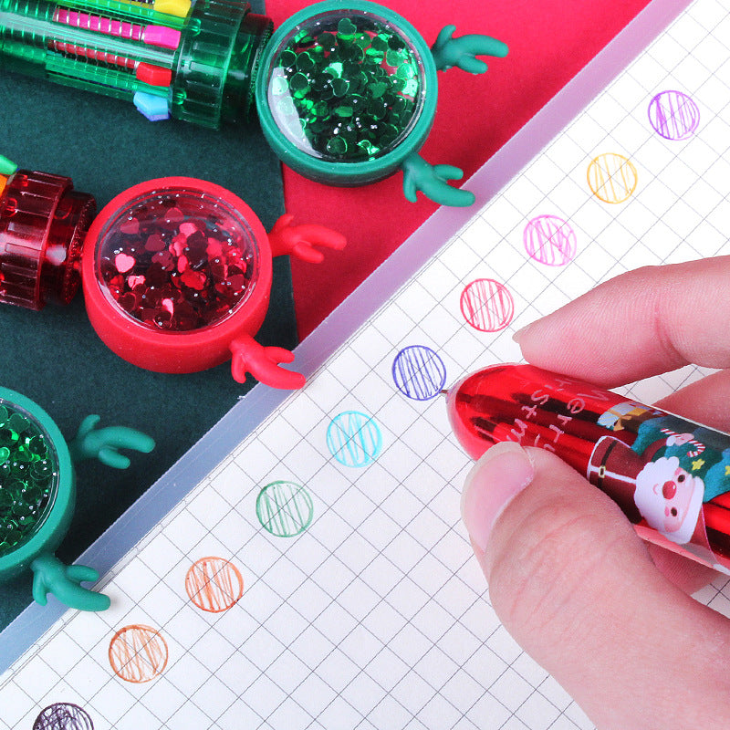 Wholesale Christmas Sequins 10 Colors Push Plastic Ballpoint Pen
